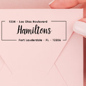 Elegant Script Housewarming Retouradres Self-in Zelfinktende Stempel