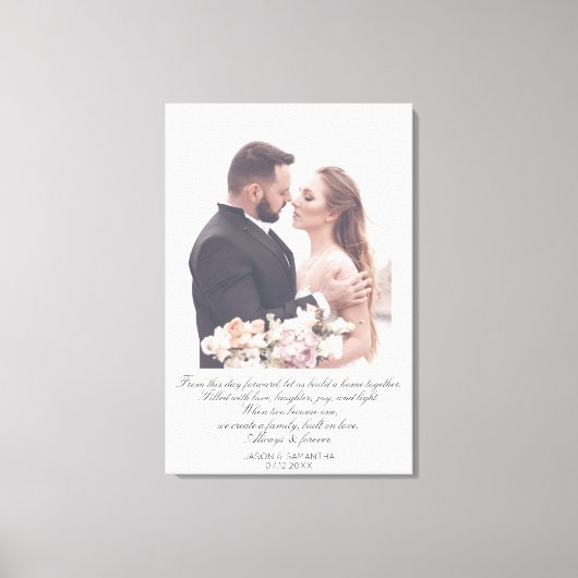 Elegant Script Huge Weddenschap Foto & Custom Vows Canvas Afdruk (Voorkant)