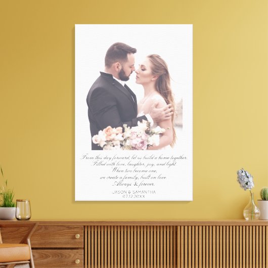 Elegant Script Huge Weddenschap Foto & Custom Vows Canvas Afdruk (Insitu (Woonkamer))