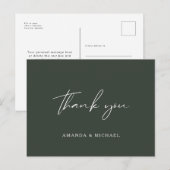 Elegant Script Hunter Green Wedding Bedankt Briefkaart (Voorkant / Achterkant)