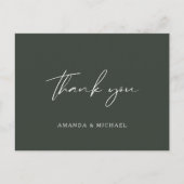 Elegant Script Hunter Green Wedding Bedankt Briefkaart (Voorkant)