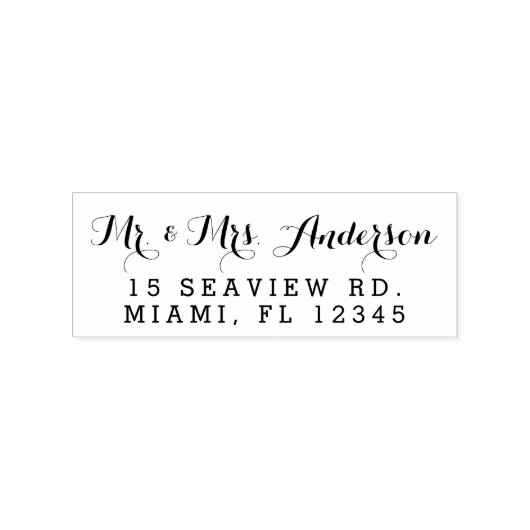Elegant Script Huwelijk Mr en Mrs Return Adres Rubberstempel (Afrduk)