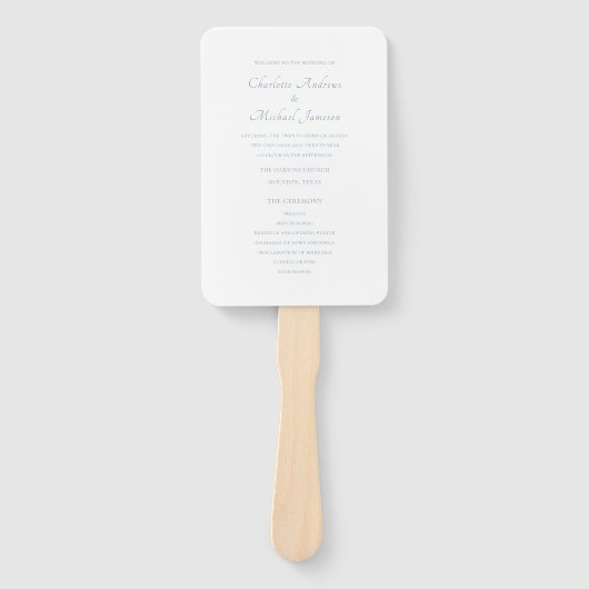 Elegant script huwelijksceremonie programma handwaaier (Voorkant)