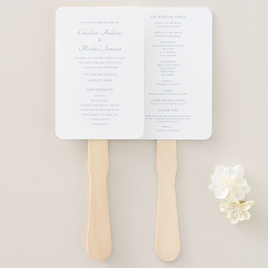 Elegant script huwelijksceremonie programma handwaaier