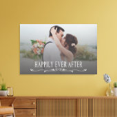 Elegant script huwelijksfoto 'Happily Ever After' Canvas Afdruk (Insitu (Woonkamer))
