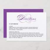 Elegant Script Huwelijksrichtingen - Paars Informatiekaartje (Voorkant / Achterkant)