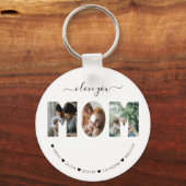 Elegant script Ik hou van je MOM Photo Collage Sleutelhanger (Voorkant)
