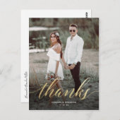 Elegant Script in Gold Wedding Bedankt Post Kaart (Voorkant / Achterkant)