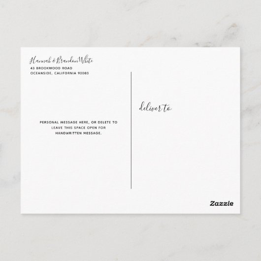 Elegant Script in Gold Wedding Bedankt Post Kaart (Achterkant)