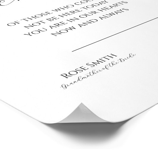 Elegant script in liefdevolle herinnering trouwtek poster (Hoek)