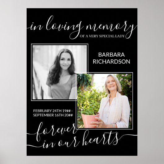 Elegant script in Loating Memory 2 Photo Funeral Poster (Voorkant)