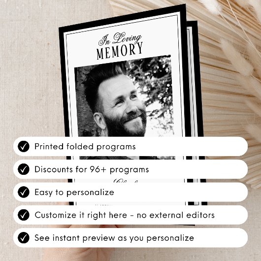 Elegant Script In Loving Memory Photo Memorial Programma