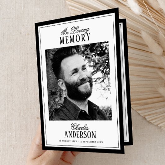 Elegant Script In Loving Memory Photo Memorial Programma