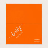 Elegant script in neon sinaasappel visitekaartje (Buitenkant ongevouwen)