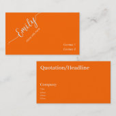 Elegant script in neon sinaasappel visitekaartje (Voorkant / Achterkant)