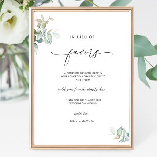 Elegant script, in plaats van gunsten groen teken poster