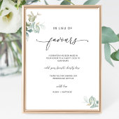 Elegant script, in plaats van gunsten groen teken poster