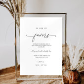 Elegant script, in plaats van gunsten teken poster