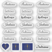 Elegant script Indiana & Indiana Vlag /name Set Sticker (Voorkant)