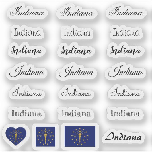 Elegant script Indiana & Indiana Vlag /name Set Sticker (Voorkant)