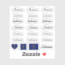 Elegant script Indiana & Indiana Vlag /name Set Sticker