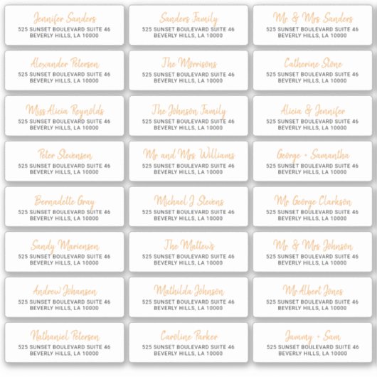 Elegant script individuele gast adresetiketten sticker (Voorkant)