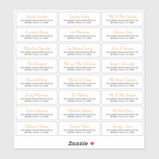 Elegant script individuele gast adresetiketten sticker (Vel)