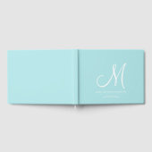 Elegant Script Initiaal Bruiloft Monogram Aqua Gastenboek (Volledig)