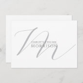 Elegant Script Initiaal Koppel Naam Monogram Notitiekaartje (Voorkant / Achterkant)