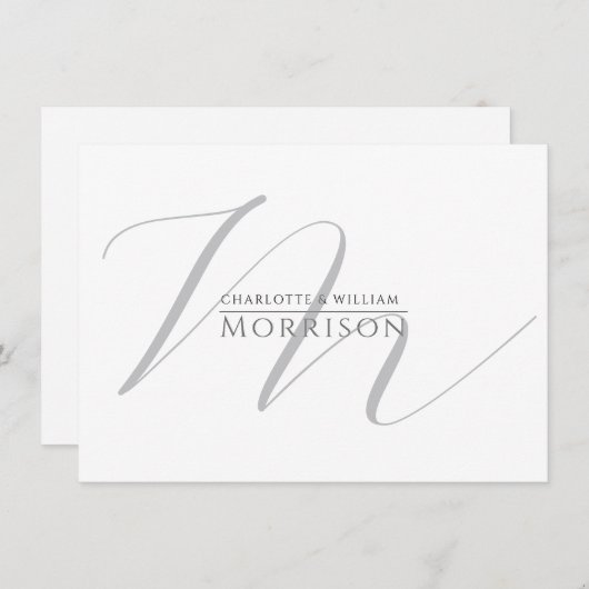 Elegant Script Initiaal Koppel Naam Monogram Notitiekaartje (Voorkant / Achterkant)