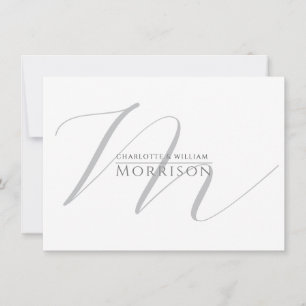 Elegant Script Initiaal Koppel Naam Monogram Notitiekaartje