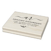 Elegant Script-Initialen | Botanisch retouradres Rubberstempel (Stempel)