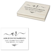 Elegant Script-Initialen | Botanisch retouradres Rubberstempel (Gestempeld)