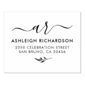Elegant Script-Initialen | Botanisch retouradres Rubberstempel (Afrduk)