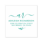 Elegant Script-Initialen | Botanisch retouradres Zelfinktende Stempel (Design)