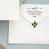 Elegant Script-Initialen | Botanisch retouradres Zelfinktende Stempel