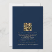 Elegant Script Initialen Navy Gold QR Code Weddens Kaart (Achterkant)