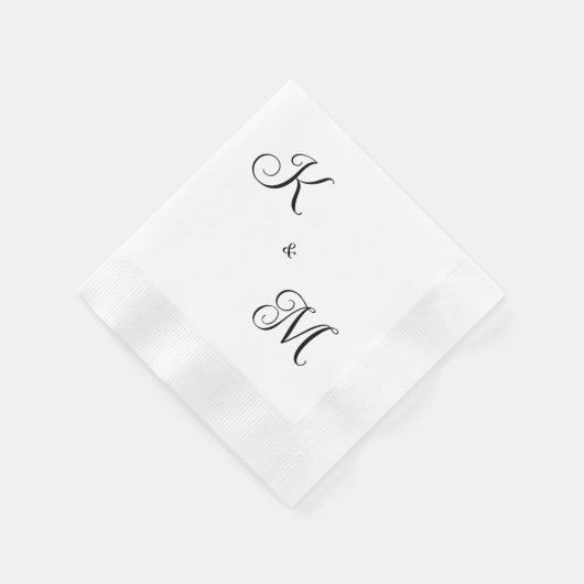 Elegant Script Initialen White Wedding Coined Servet (Hoek)