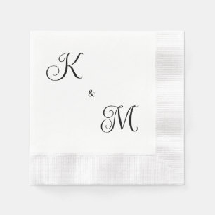 Elegant Script Initialen White Wedding Coined Servet