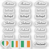 Elegant script Ireland & Irish Flag /name Set Sticker (Voorkant)