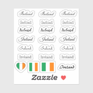 Elegant script Ireland & Irish Flag /name Set Sticker