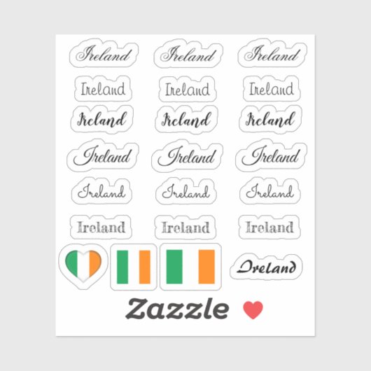 Elegant script Ireland & Irish Flag /name Set Sticker (Vel)