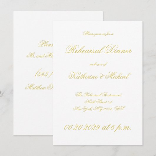 Elegant Script Island Citrus Wedding Rehearsal Kaart (Voorkant / Achterkant)