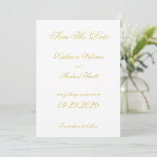 Elegant Script Island Citrus Wedding Save The Date Kaart (Staand voorkant)