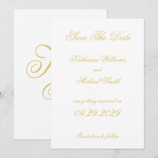 Elegant Script Island Citrus Wedding Save The Date Kaart (Voorkant / Achterkant)