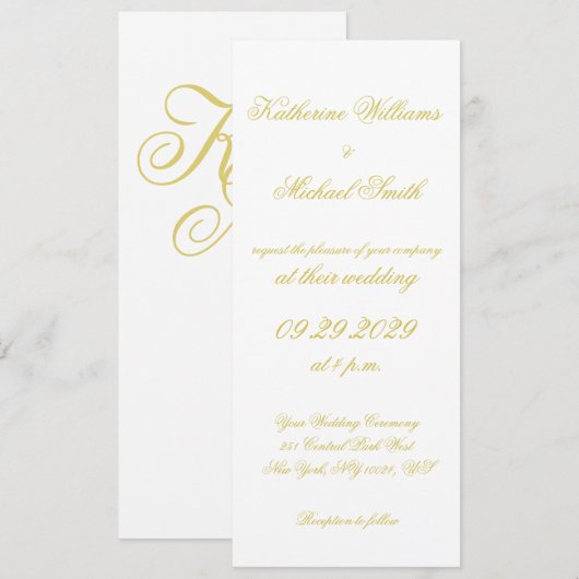 Elegant Script Island Citrus Yellow Wedding Invite Kaart (Voorkant / Achterkant)