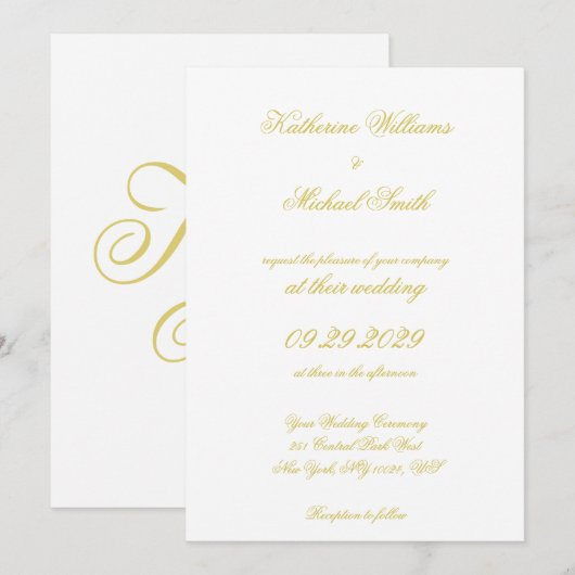Elegant Script Island Citrus Yellow Wedding Kaart (Voorkant / Achterkant)