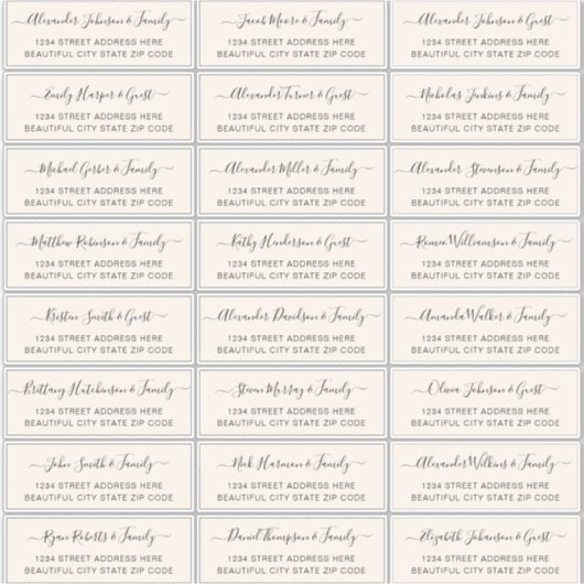 Elegant Script Ivory Cream Wedding Guest Address Sticker (Voorkant)