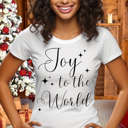 Elegant script Joy to the World Vrolijk kerstfeest T-shirt