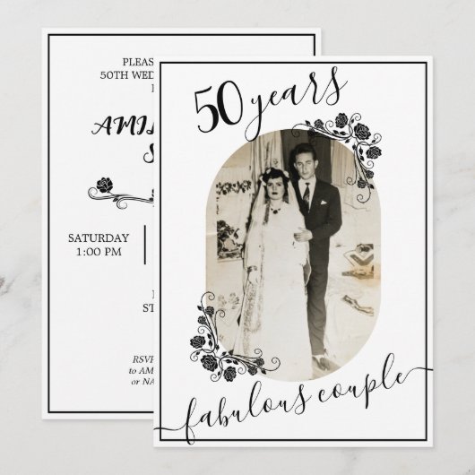 Elegant script Jubileum Afbeelding 50e jaar Kaart (Voorkant / Achterkant)